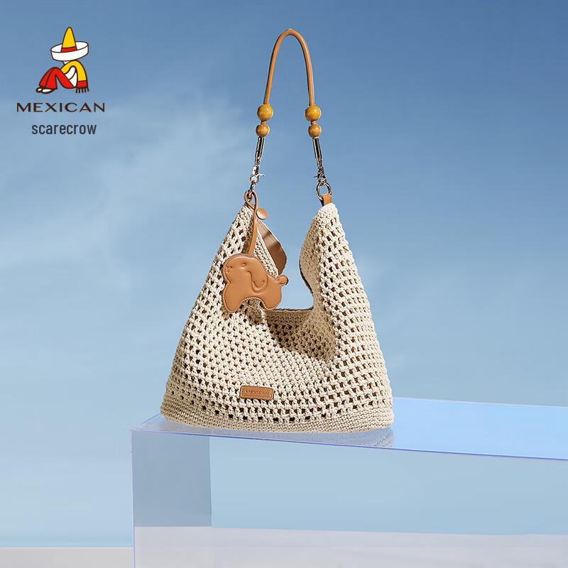 Straw Man Woven Shoulder Tote Bag