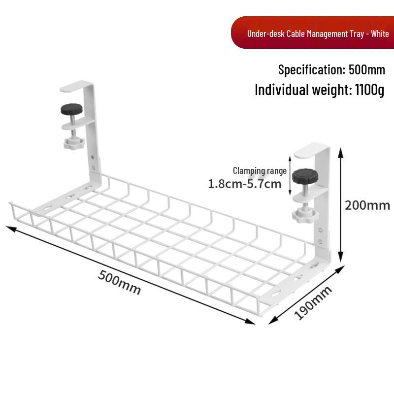 Under-Desk Punch-Free Cable Organizer: Adjustable Storage Rack for Power Strips and Data Cables