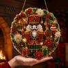 Parent Child Interactive Crafts Christmas Faux Diamond Art Ornament, DIY Santa Claus Sun Catcher Kit, Rhinestone Sets Xmas Wreath Hanging Ornament