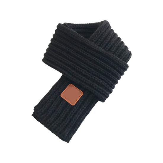 

Autumn Winter Kids Scarf Solid Color Stretch Thick Boys Girls Scarf Coldproof Women Knitted Scarf for Outdoor чёрный