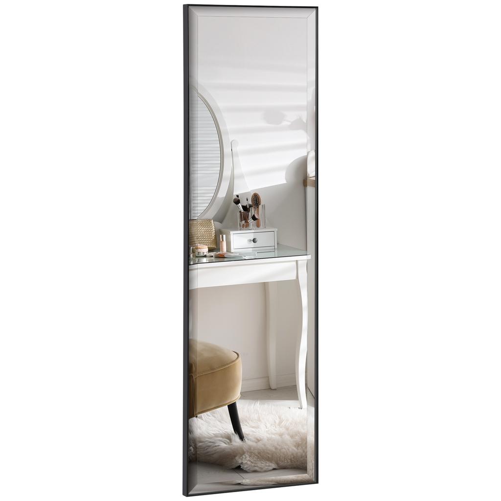 Full Length Mirror, 120x35cm Wall Mirror, Rectangle Dressing Mirror, Long Mirror for Bedroom, Living Room, Black