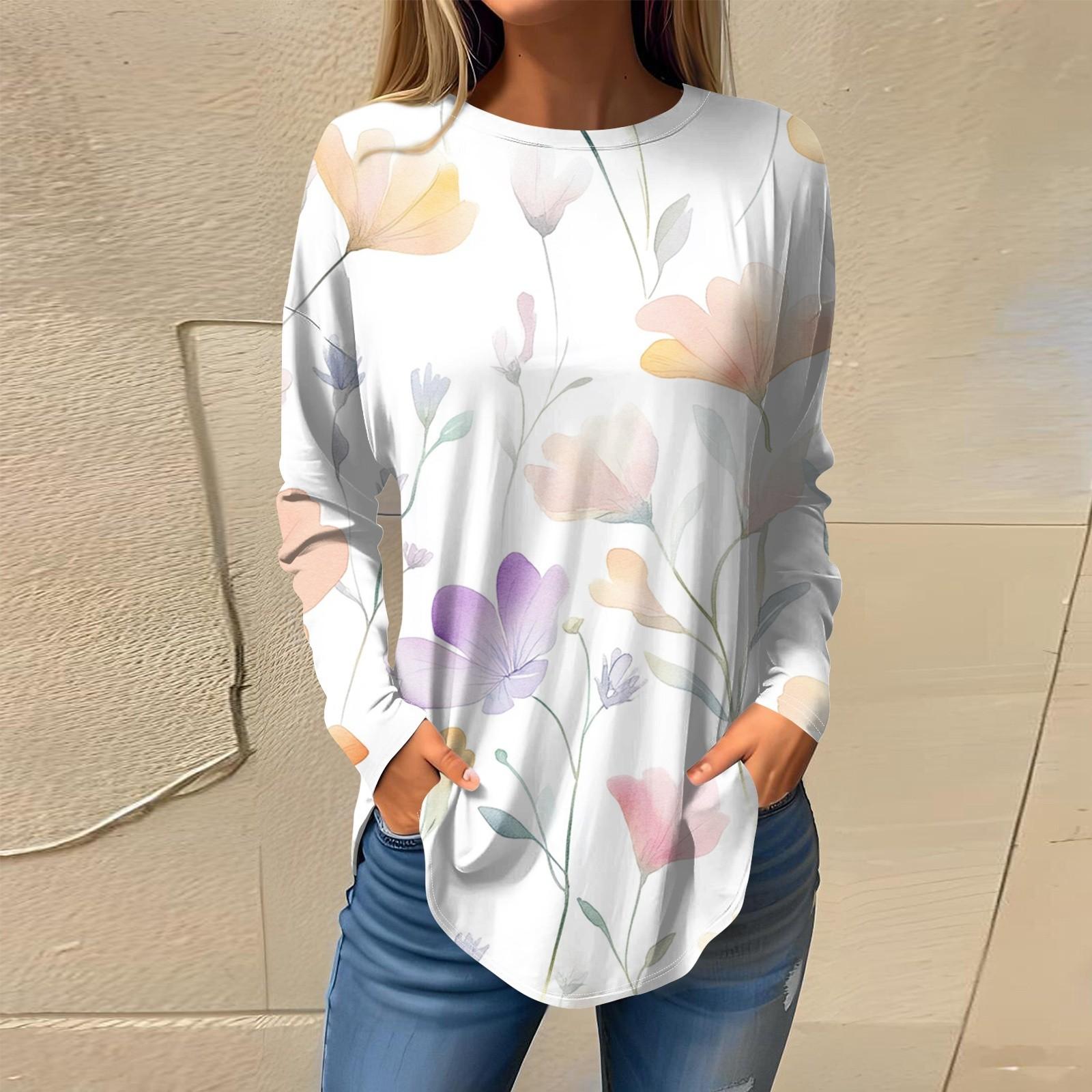 

Женская мода с длинным рукавом и круглым вырезом, винтажный асимметричный пуловер XL белый