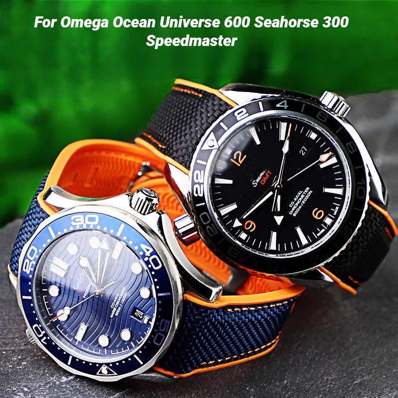 For Omega Seamaster 300 Observatory Ocean Universe 600 Nylon Rubber Silicone men WatchBand 20mm 21mm 22mm Watch Strap Bracelet