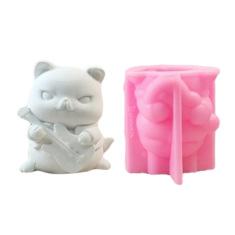 

Силиконовая форма 3D Гитары Кошки Формы для свечей Ручная работа Формы для орнаментов Формы для животных Формы для литья для украшения дома и стола 1