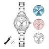 Women's Wristwatch 30M Water Resistant Analog Watch Silver Stainless Steel Band White Dial