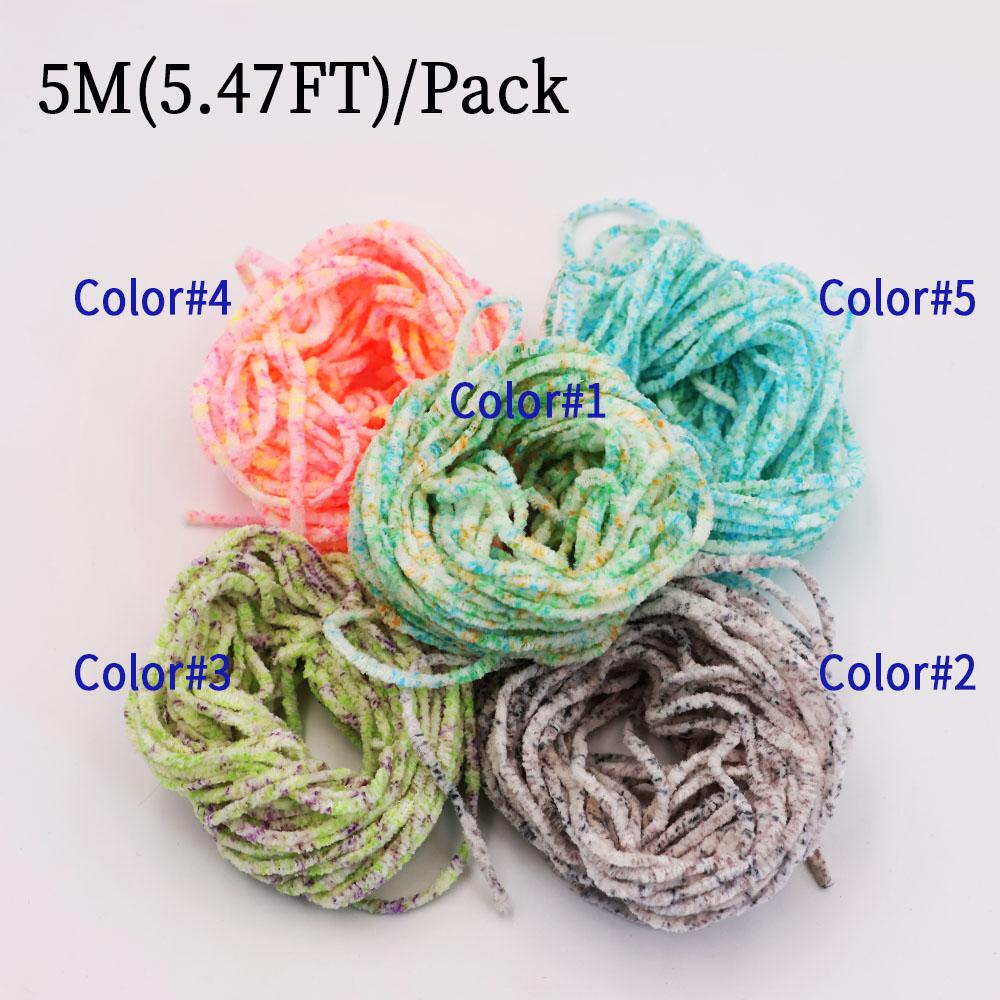 2.5mm Rayon Chenille Yarn for Fly Tying - 5M Multi-Color Soft Chenille Fiber for Woolly Bugger, Leech, Streamer Flies Making (5 Colors Optional)
