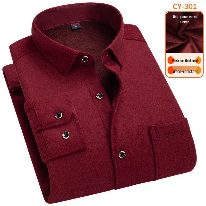 Men's Fleece-Lined Plaid Long-Sleeve Shirt
