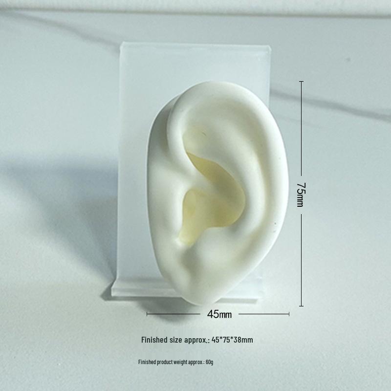 

Silicone Human Ear Model for Piercing Practice and Display Food grade silicone, milky white mold