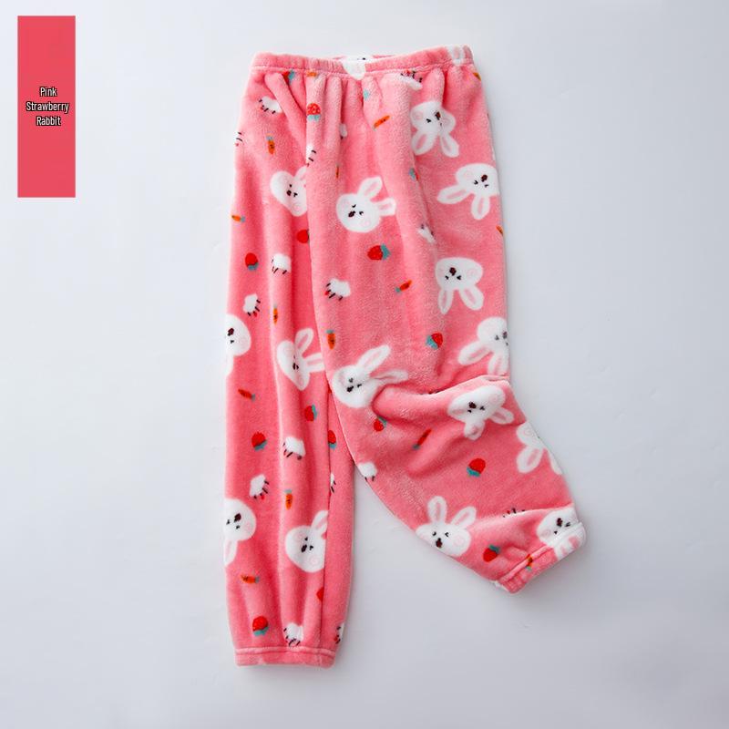 Children's Thickened Flannel Sleep & Lounge Pants - Double-Sided Fleece, Cuffed, Warm Winter Wear