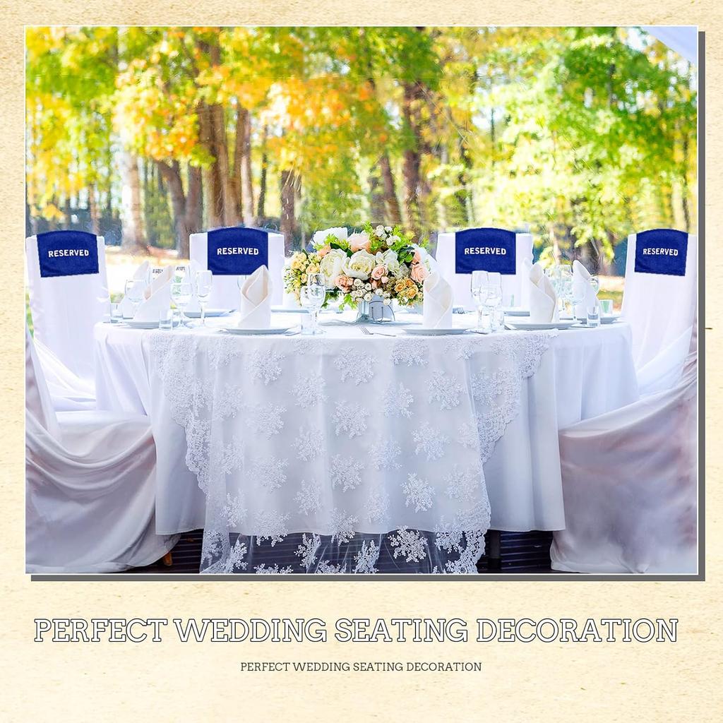 Tudomro Reserved Signs for Pews Chairs Reserved Pew Cloths Seating Signs Placeholder for Church Wedding Seats Decoration(Blue, White,8 Pieces)