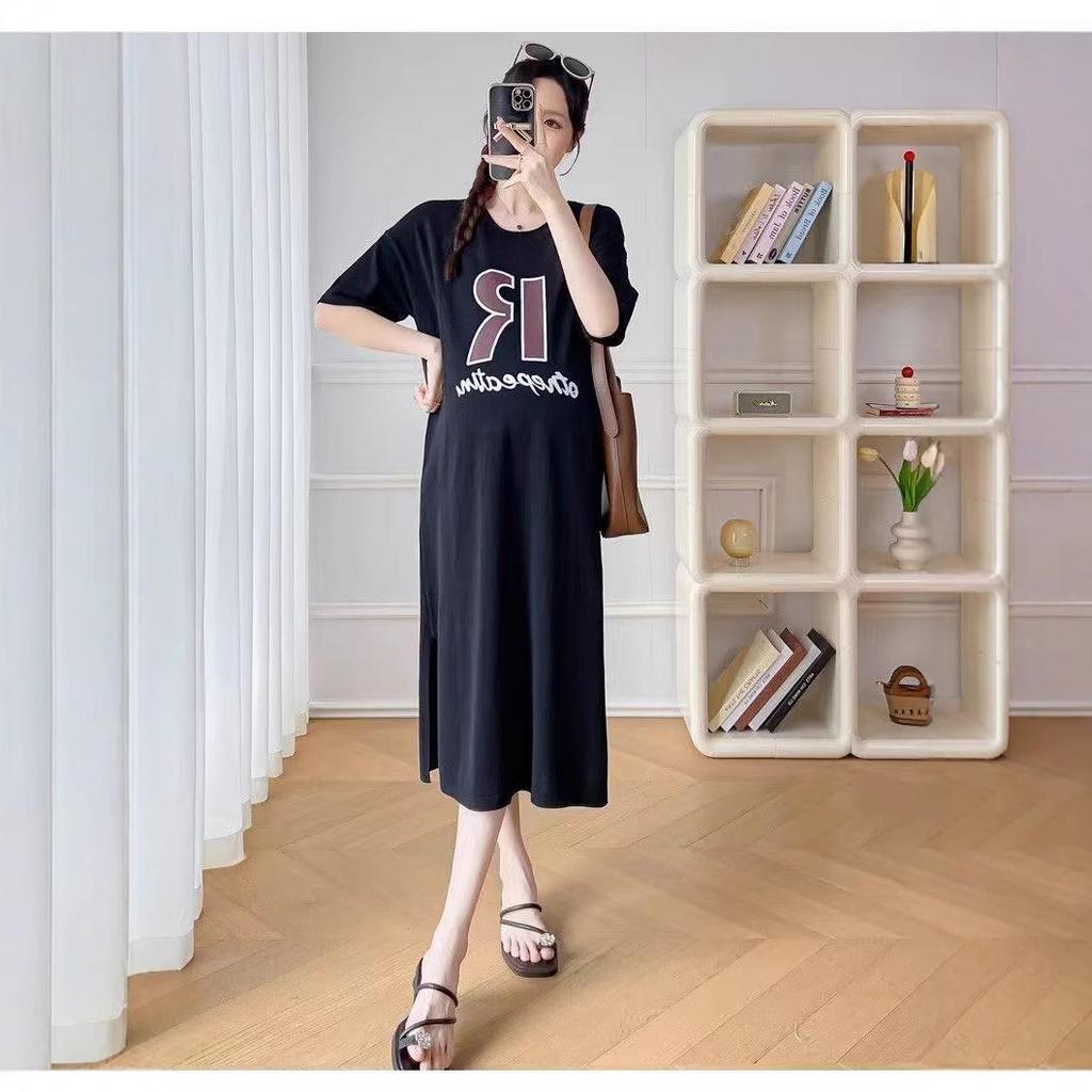Lazy Wind Short-sleeved T-shirt Dress Women's 2026 New Summer Dress Large Size Medium and Long Knee Skirt Summer Long Dress