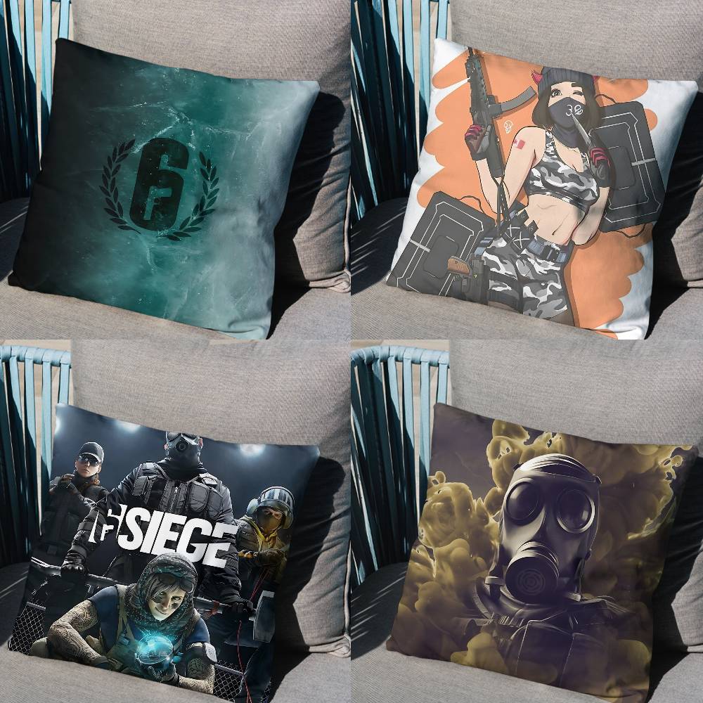 Solid Snake Game Rainbow Six Pillow Case Square DoubleSided Printing Short Plush Sofa Cushion Cover Bedroom Bedside Pillow