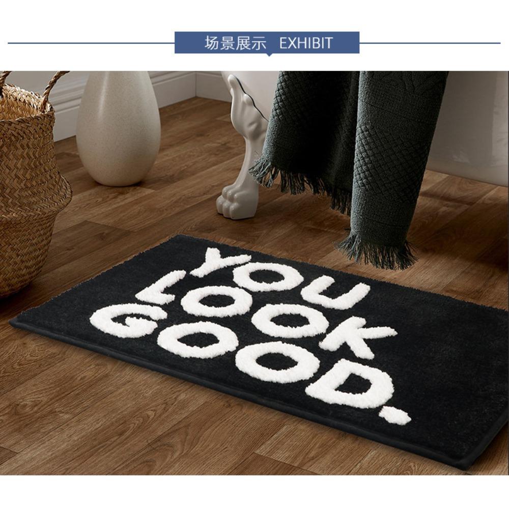 English Jacquard Alphabet Absorbent Floor Mat Home Door Mat Household Flocking Foot Mat Toilet Absorbent Non-slip Bathroom Mat