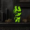 Solid Wood Halloween Craft Casket Decor, DIY Bat Ghost Ornament with Lights, Horror Decoration Spooky Graveyard Scene Prop for Party Home