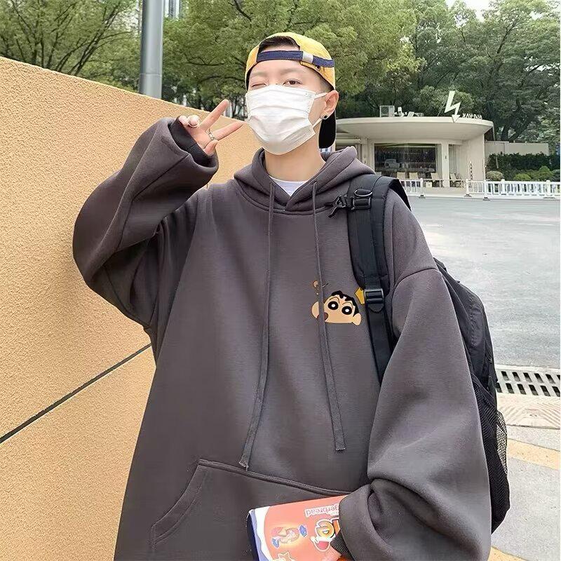 Men's 2024 New Hong Kong Style Trendy Loose Hooded Sweatshirt with Letter Print for Spring & Autumn.