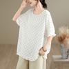 Short sleeve Oversized vintage Polka Dot Casual loose t shirt tops Women summer t-shirt