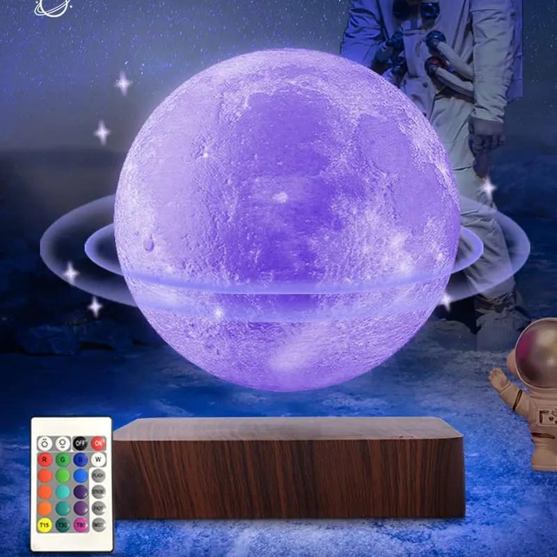 Magnetic Levitating Moon Lamp with Remote Control Levit Floating 16-Color Moon LED Smart Desk Lamp Office Home Decor