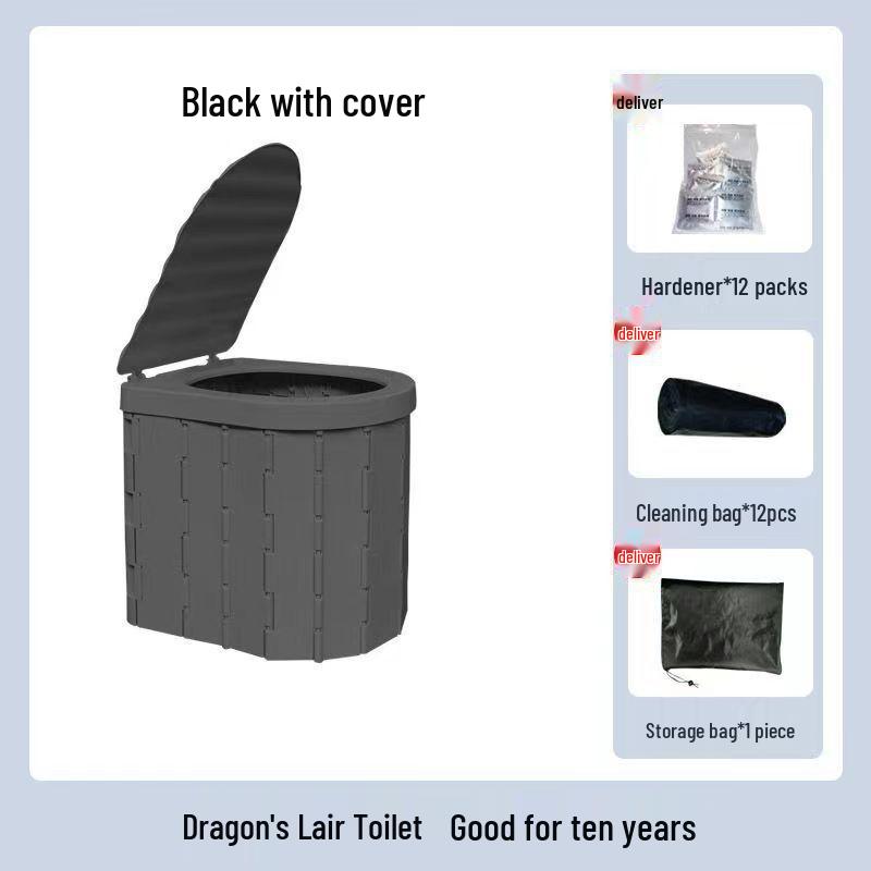 Portable Folding Car Toilet: Odor-Proof, Washable, Ideal for Outdoor Camping and Emergency Use