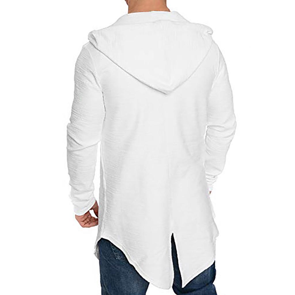 Men Splicing Hooded Solid Trench Coat Jacket Cardigan Long Sleeve Outwear Blouse