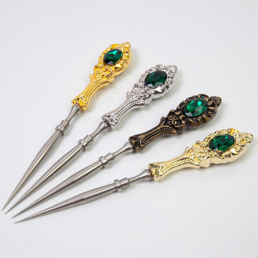 Vintage Sewing Awl Tool with Metal Handle Ergonomic Grip Leather Sewing Awl Tool For Leather And Fabric Crafting Project