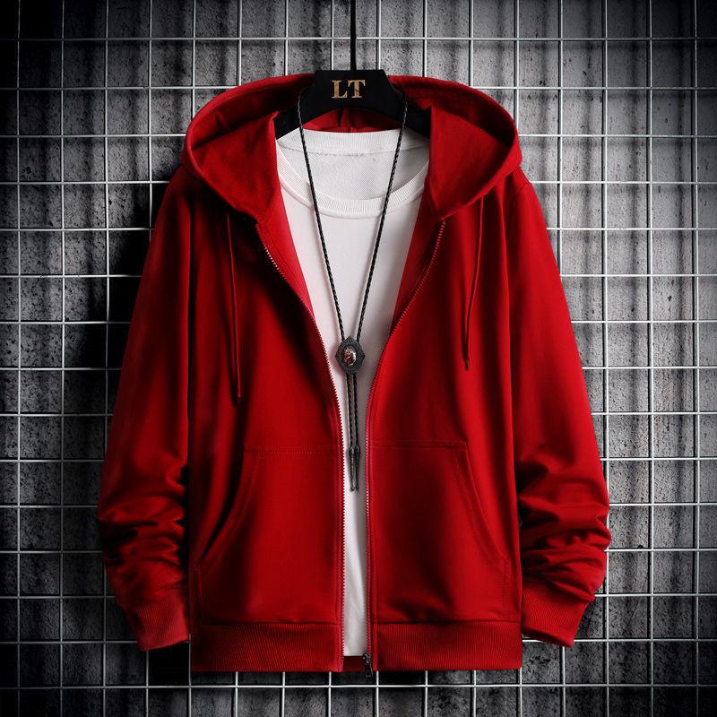Men s Plus Velvet Thick Hooded Zipper Cardigan Sweatshirt - Youth Style, Student Jacket L 50-57.5kg