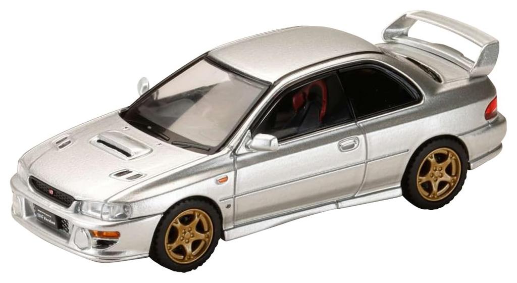 HJ64 Scale Subaru Impreza PURE SPORTS COUPE WRX type R STi Version VWR Type Front Arctic Silver Finished Model 1/64 (GC8) Bumper, Metallic,