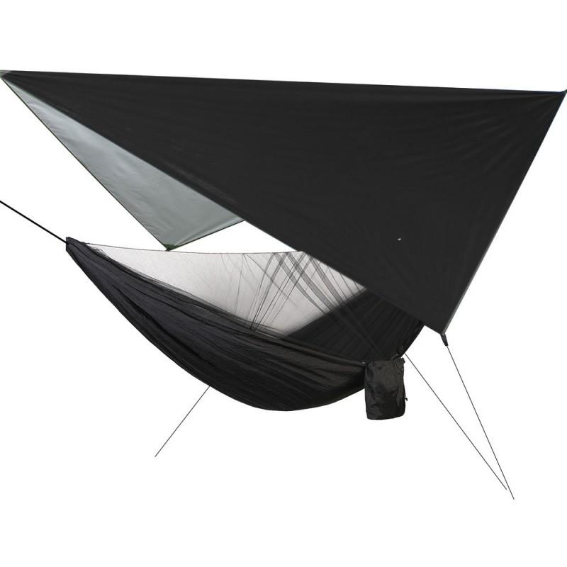 Portable Camping Hammock With Mosquito Net Rain Fly Tarp Outdoor Tree Tent Single Double Use Green Camo