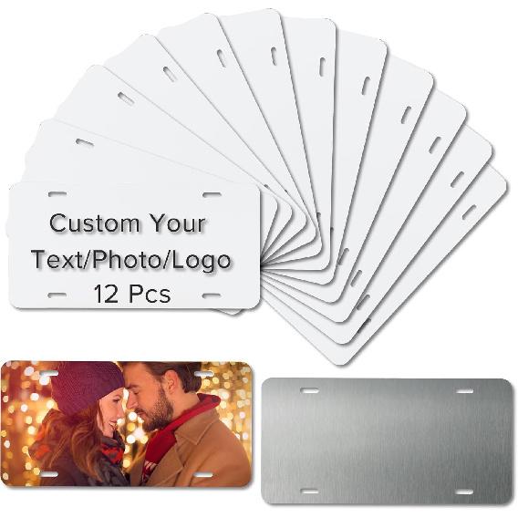 4 Pcs Sublimation License Plate Blanks, Aluminum Metal Car License Plate Label, DIY Picture Thermal Transfer Blank Sublimation for Ized Design Work