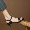 Krazing Pot Cow Skin Thin Med Heels Concise Style Summer Size 42 Basic Clothing Dating Women Sandals