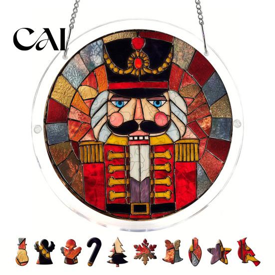 Stained Glass Window Art Christmas Acrylic Puzzle Suncatcher, Holiday Tree Snowman Stockings Red Bird Sun Catcher Suncatcher Kit for Adults,