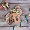 Decorative Crafting Ribbon for Flowers Christmas Gold Foil Ribbon, Merry Fabric Shiny Printed Apple Wrapping Holiday Gift Packing, Xmas Party