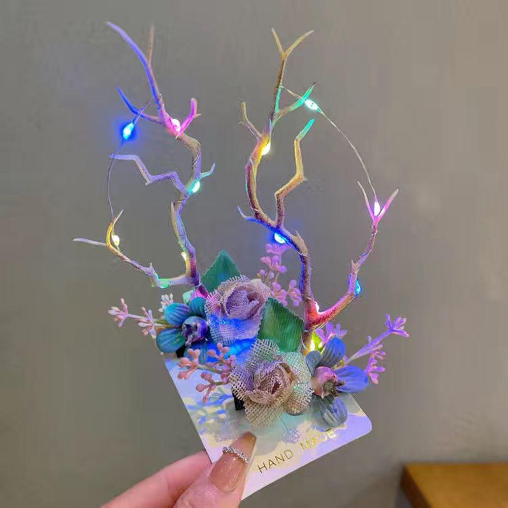 Led Light Tree Women Hair Clip Korean Style Hair Clip Hair Accessories Christmas Antlers Hairpin