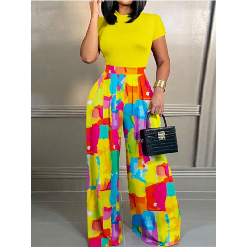 Women's Sleeveless Printed Fashion Set with Versatile Wide-Leg Pants