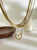 GHIDBK Minimalist Stainless Steel 1mm 2mm 4mm Flat Snake Chain Hollow Heart Pendant Necklace for Women Fashion Stackable Zircon