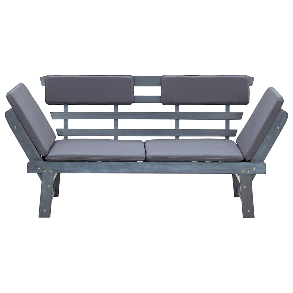 vidaXL Gartenbank mit Auflagen 2-in-1 190 cm Grau Massivholz Akazie
