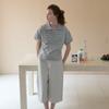 Elssibeui Stripe Polo Collar T-Shirt_Gray