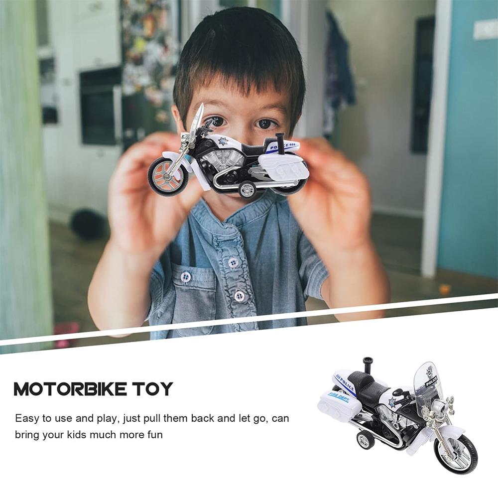 1/12 Police Motorcycle Toy Car Model Child Pull Back Motorbike Toy