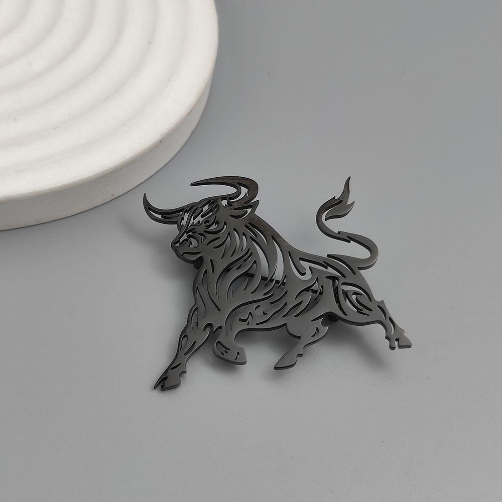 Edelstahl Stier Broche für Anzughemden - Tier Design