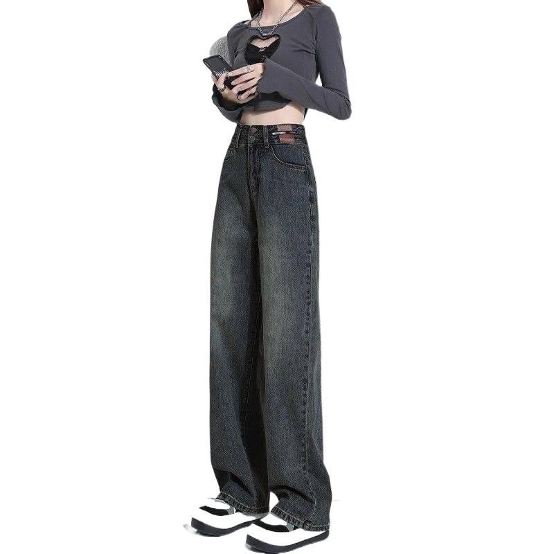 Women's Fleece-Lined Wide-Leg Jeans: Autumn/Winter 2025, High-Waisted, Pear-Shaped Straight-Leg Design.