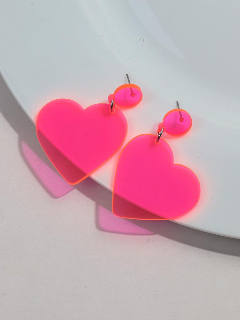 New Valentine's Day Heart Acrylic Earring for Women Girls Glitter Colorful Love Shape Drop Earrings Fashion Jewelry Gifts