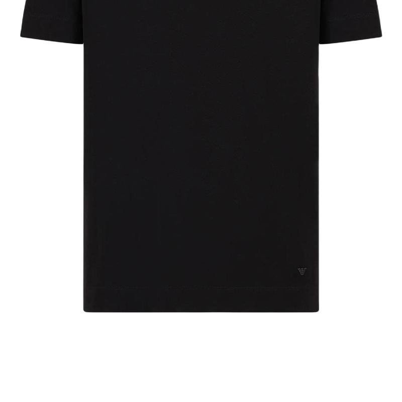 Emporio Armani Solid Color Textured Jacquard Crew Neck Pullover Straight Fit Short Sleeve T-Shirt Men T-shirts Black 6D1TT7-1JGYZ-0034