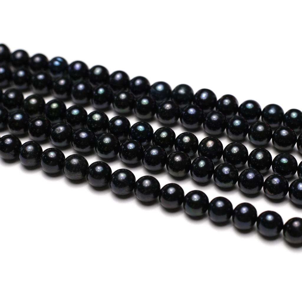 1String, Handmade Round Pearl, 9-10mm, Black Natural Freshwater Pearls Beads for Jewelry Making DIY Necklaces Bracelets Crafts Length 36cm