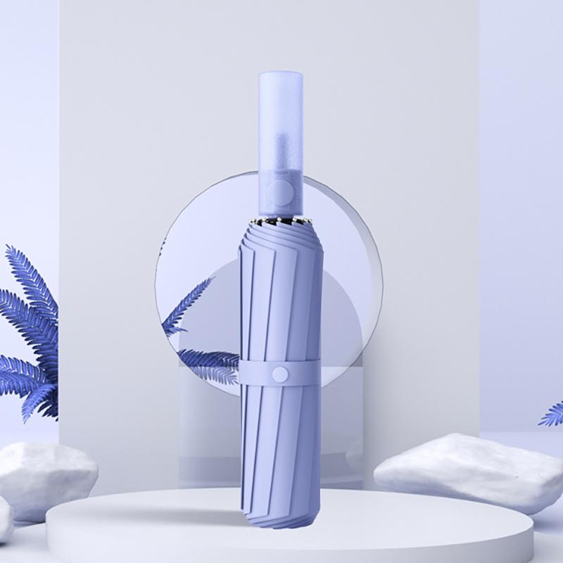 

Автоматический зонт для женщин, креативная полупрозрачная ручка, 12 косточек, ветрозащитный, прочный, анти-УФ-зонт от солнца фиолетовый