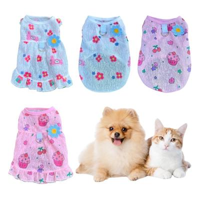 Vêtements d'été respirants pour animaux de compagnie, gilet sans manches à imprimé fleur, cerise, glace