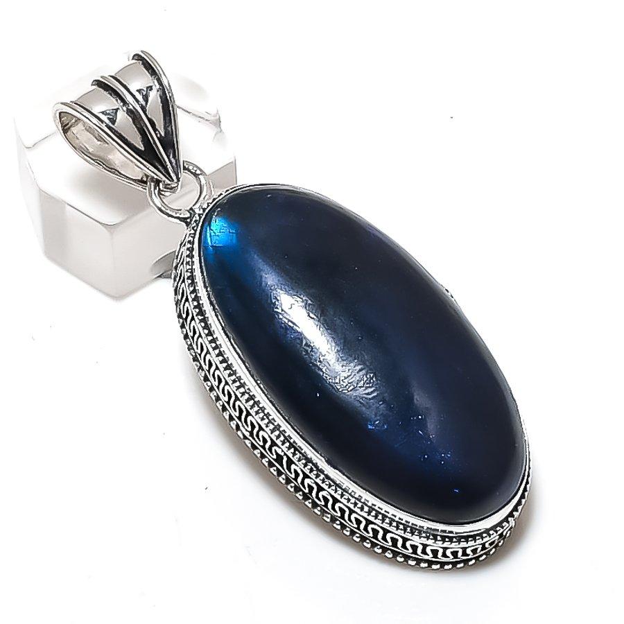

Blue Labradorite Gemstone Handmade 925 Sterling Silver Pendant 2.36 j4A18