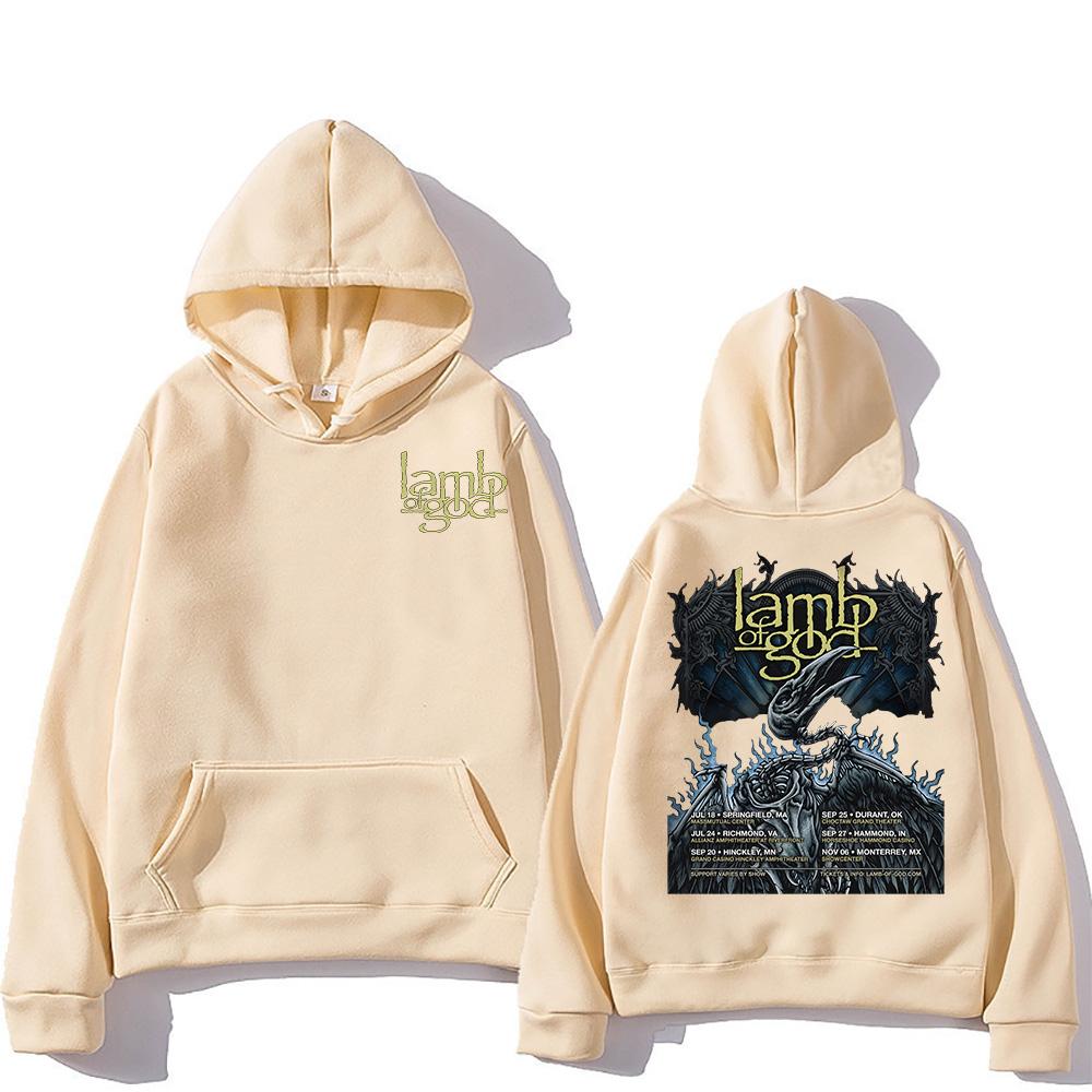 

Lamb of God Tour 2025 Толстовки Rock Band High Street Спортивный костюм Унисекс Модные толстовки Ретро-пуловер Harajuku XXXL хаки