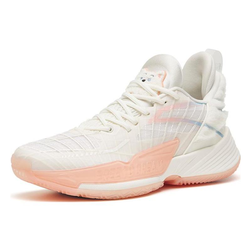 Anta Light Horseman 3 Samoyed Cushioning Anti-Slip And Wear-Resistant Low-Top Performance Basketball Shoes White Pink Sneakers 112241108-3