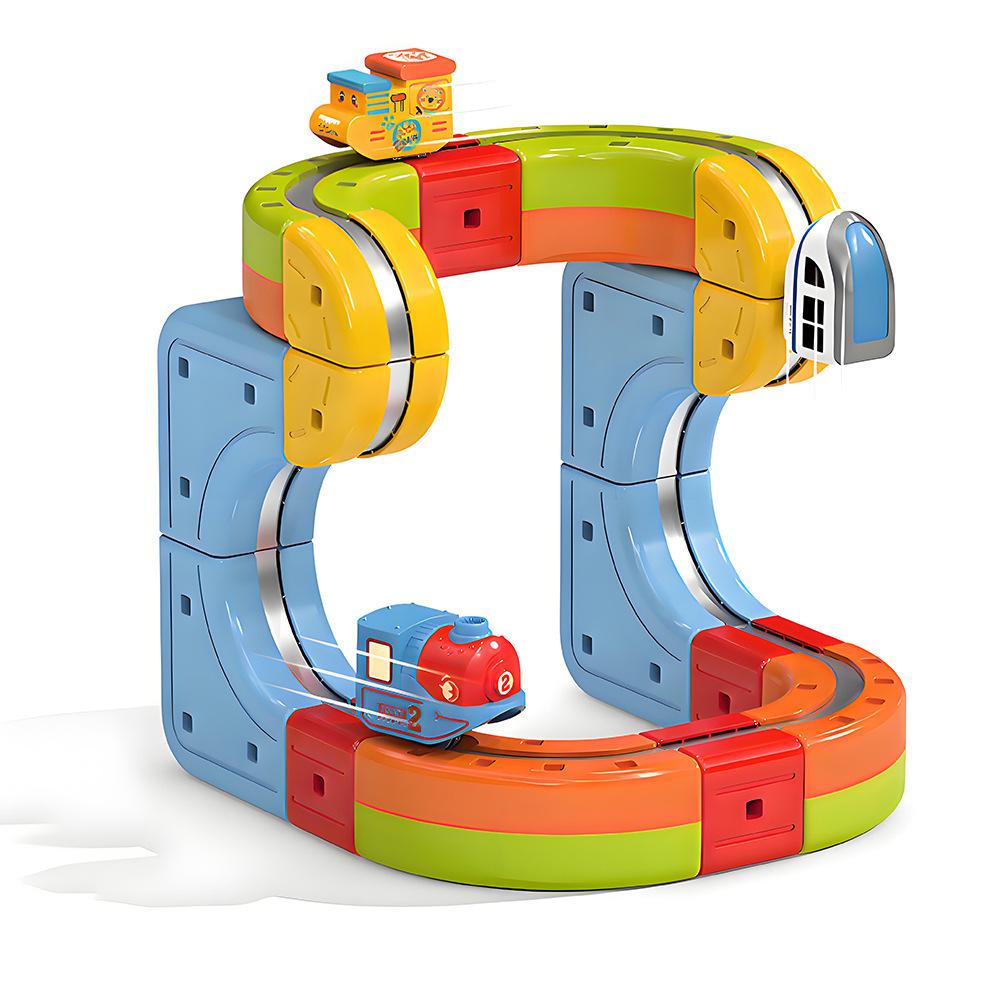 DIY Cube Track Electric Magnetic 3D Tracks Train for Kids Cube Trains STEM Montessori Toy Vehicle Gravity Maze Toy Learning Set