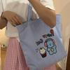 Cute Canvas Cat Paintings Handbags Large Capacity Casual Cartoon Canvas Bag Lightweight Shoulder Bag Students Casual