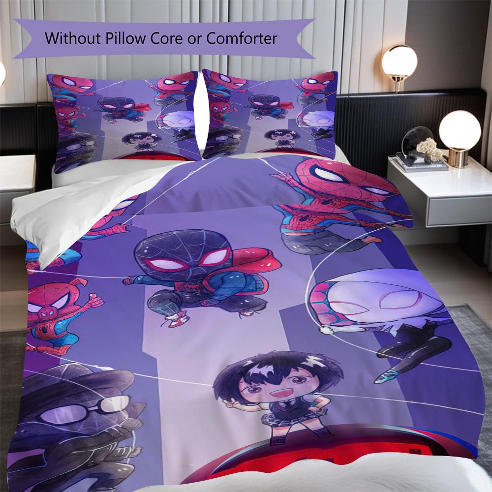 1PC Spider-Man Pattern Bedding Quilt Set Quilt Cover Pillowcase Home Decoration Birthday Gift (1 * Duvet Cover + 2 * Pillowcase, Without Core)